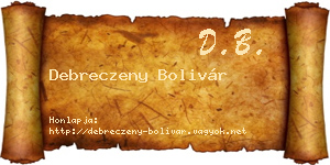 Debreczeny Bolivár névjegykártya
